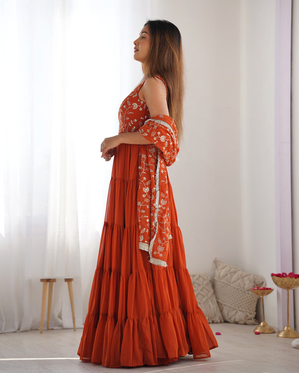 Saloni Mustured Georgette Designer Anarkali Gown
