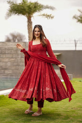 MAROON EMBROIDERED GEORGETTE SUIT SET 101