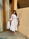Classic Ivory Floral Anarkali with Dupatta