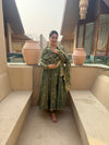 Niva Elegant Olive Green Designer Anarkali Suit Set