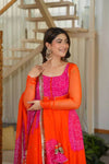 Graceful Purple And OrangeFlared Ethnic Suit Set