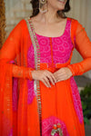 Graceful Purple And OrangeFlared Ethnic Suit Set