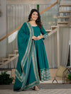 Traditional Rama Anarkali Gown with Heavy Embroidery