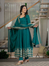 Traditional Rama Anarkali Gown with Heavy Embroidery