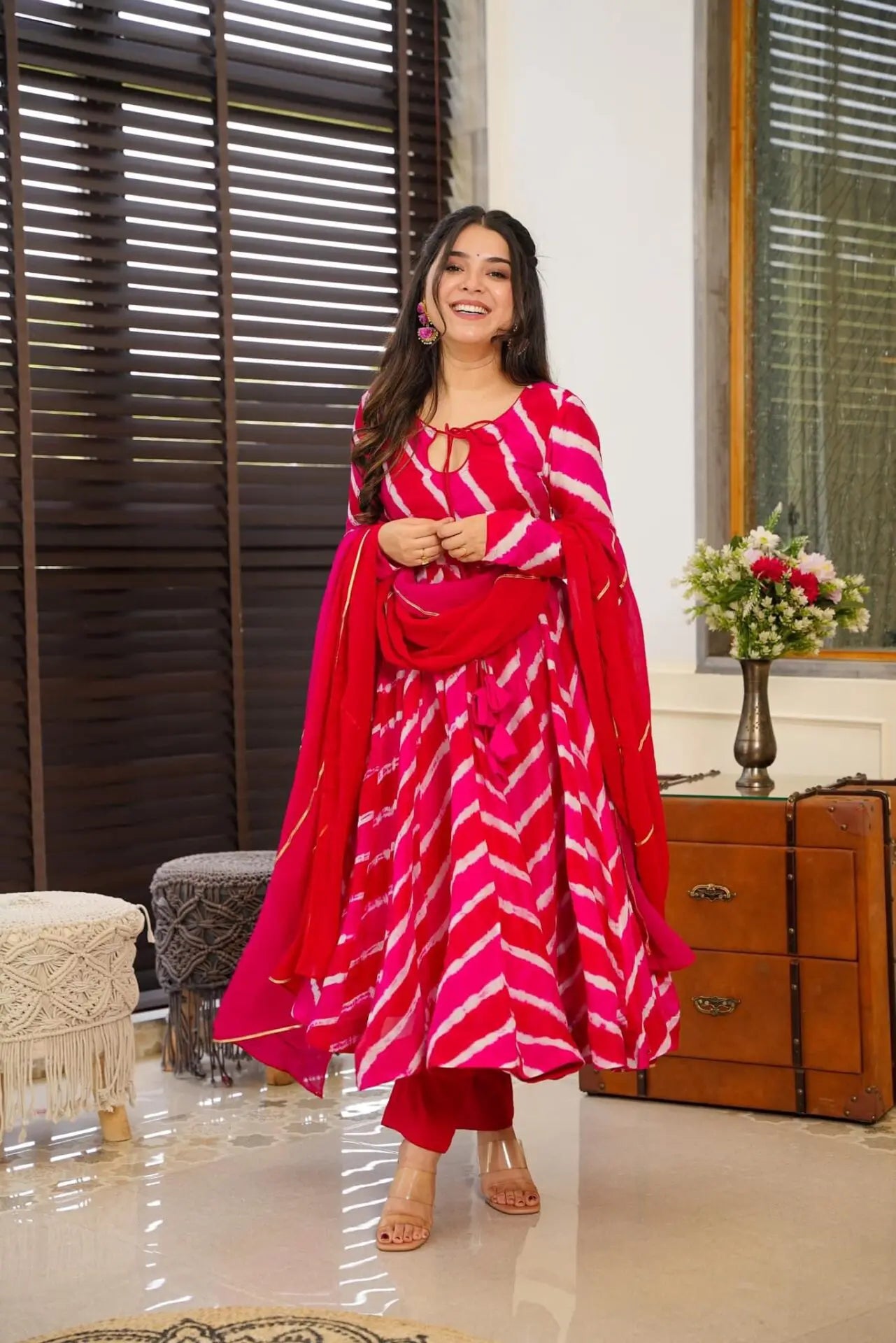 Pink Colored Real Heavy Printed Work Gown Set SC 140