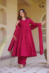 Meher Red And Pink Designer Anarkali Kurta Palazzo Suit Set