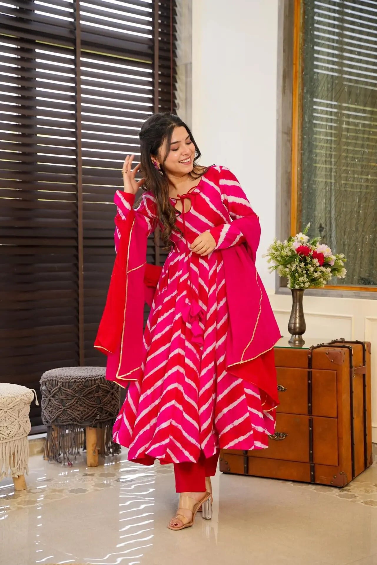 Pink Colored Real Heavy Printed Work Gown Set SC 140