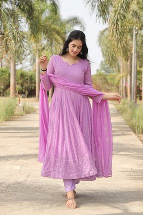 AADHYA PURPLE ANARKALI SUIT SET SC 01