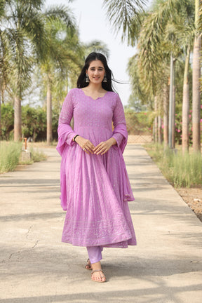 AADHYA PURPLE ANARKALI SUIT SET SC 01