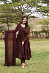 DERRY'S COFEE COLOURED ANARKALI SUIT SET SC 02