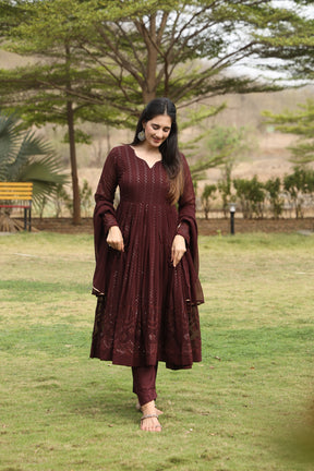 DERRY'S COFEE COLOURED ANARKALI SUIT SET SC 02