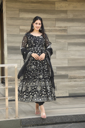 DAMINI'S BLACK COLOURED ANARKALI SUIT SET SC 03