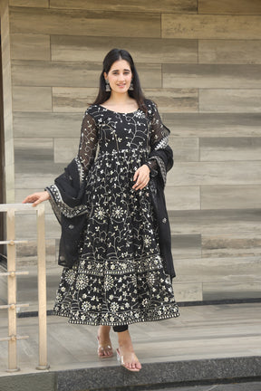 DAMINI'S BLACK COLOURED ANARKALI SUIT SET SC 03