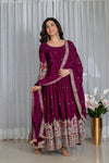 Tulip Wine Designer Cinon Silk Anarkali Suit Set