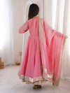 Lime Pink Flared Anarkali Suit Set with Dupatta