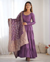 Burgundy Purple Pure Soft Roman Silk Kalamkari Anarkali Gown
