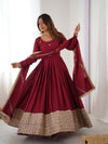 Neha Maroon Premium Anarkali Suit Set
