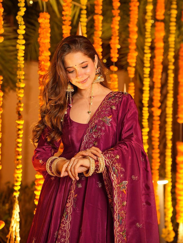 Pink Starfall Wedding Wear Stylish Anarkali Suit Set