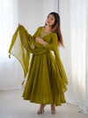 Suri Mahendi Green Embroidery Pure Georgette Anarkali Gown