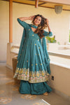 Meera Teal Green Embroidered Anarkali Suit Set with Dupatta