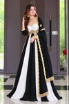 Royal Black & White Embroidered Anarkali Gown with Dupatta