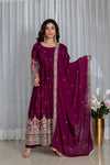 Tulip Wine Designer Cinon Silk Anarkali Suit Set