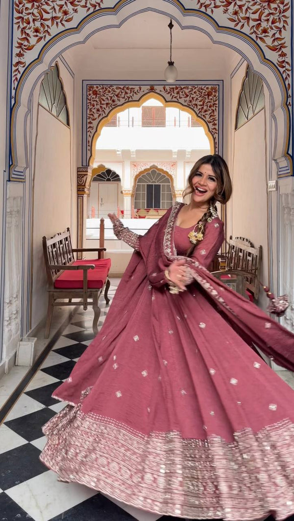 Meera Pink Stylish and designer Anarkali Suit Set