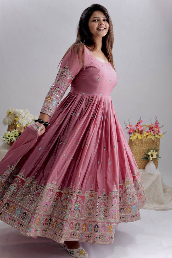 Fawna Pink Anarkali Suit Set with Dupatta