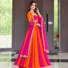 Royal Orange & Pink Embroidered Anarkali Gown with Dupatta