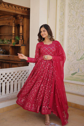 LIKSHA RANI & WINE EMBROIDERED GEORGETTE ANARKALI SUIT SET LW 124