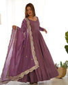 Divine Wine Colored Heavy Roman Silk Chanderi Anarkali Gown