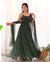 Lizza Green Bandhani Floral Pure Chiffon Anarkali Gown