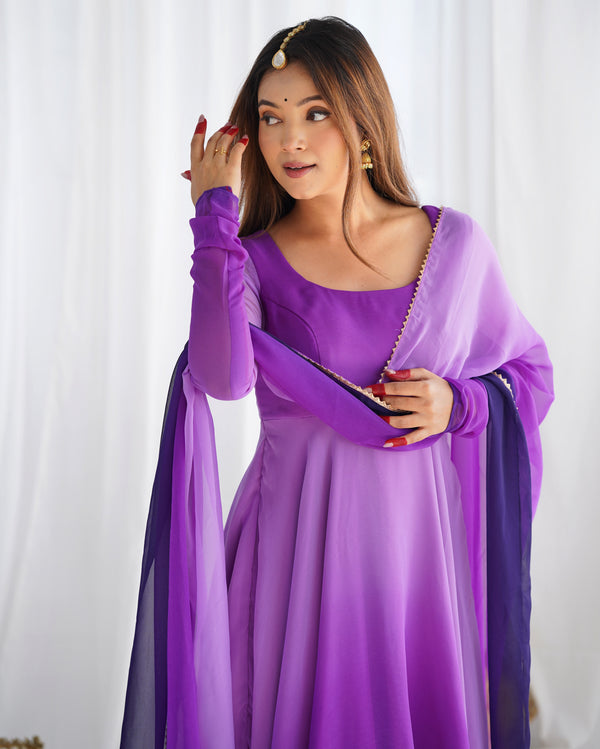 Trending Purple Pure Georgette Anarkali Gown