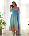Light Pestle Rainbow Colored Heavy Fox Georgette Anarkali Gown