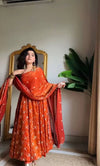 Radiant Elegance Orange Embroidered Anarkali Suit Set