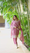 Pale Wine Suit Set with Dupatta