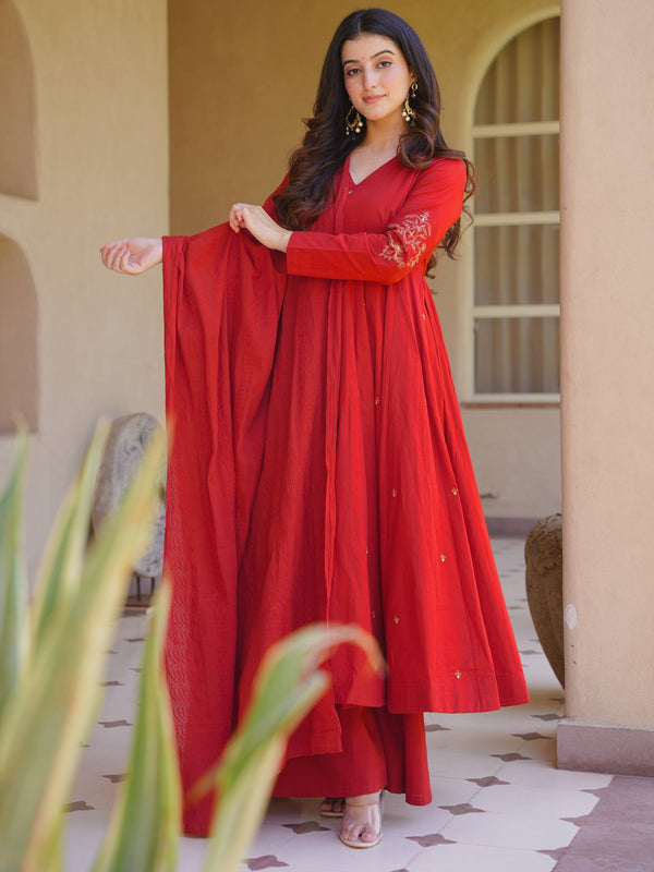 Meher Red And Pink Designer Anarkali Kurta Palazzo Suit Set