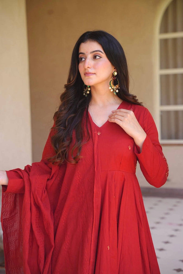 Meher Red And Pink Designer Anarkali Kurta Palazzo Suit Set