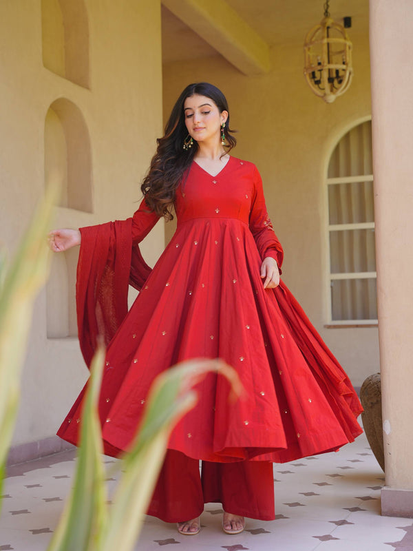 Meher Red And Pink Designer Anarkali Kurta Palazzo Suit Set