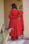 Meher Red And Pink Designer Anarkali Kurta Palazzo Suit Set