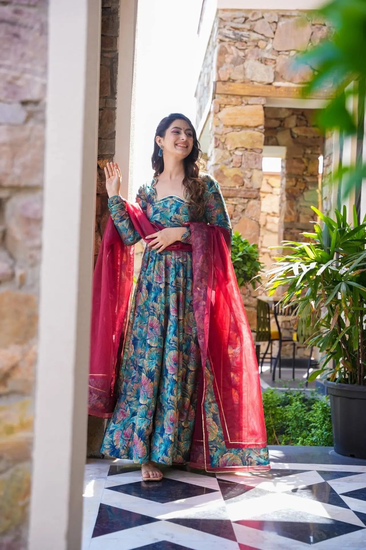 Multicolor Real Heavy Printed Work Gown Set SC 138